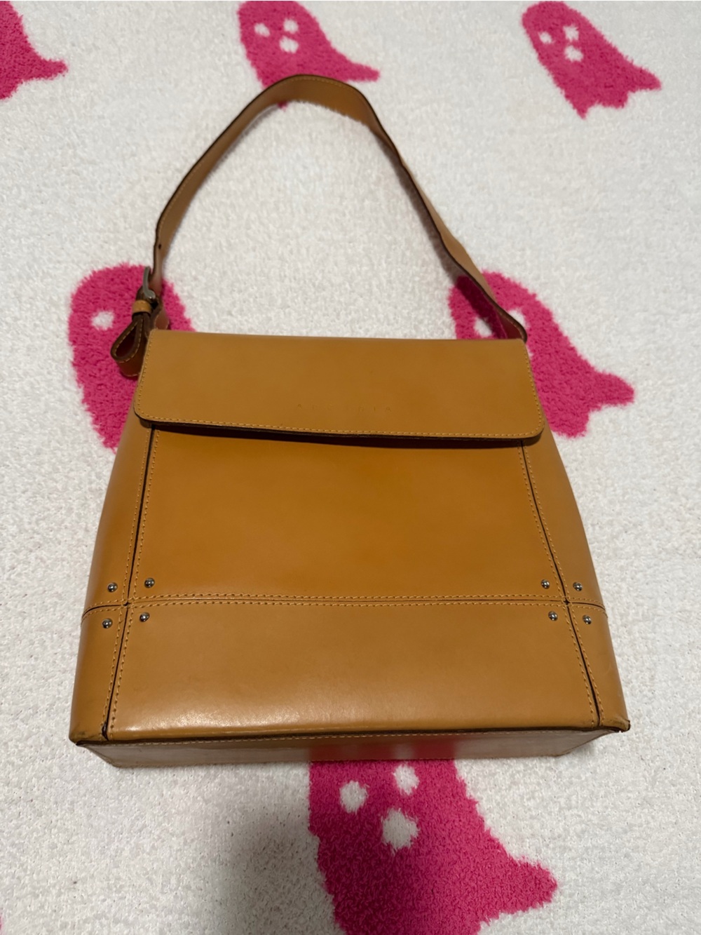 Vintage Arcadia Tan Leather Shoulder Bag - Made in Italy